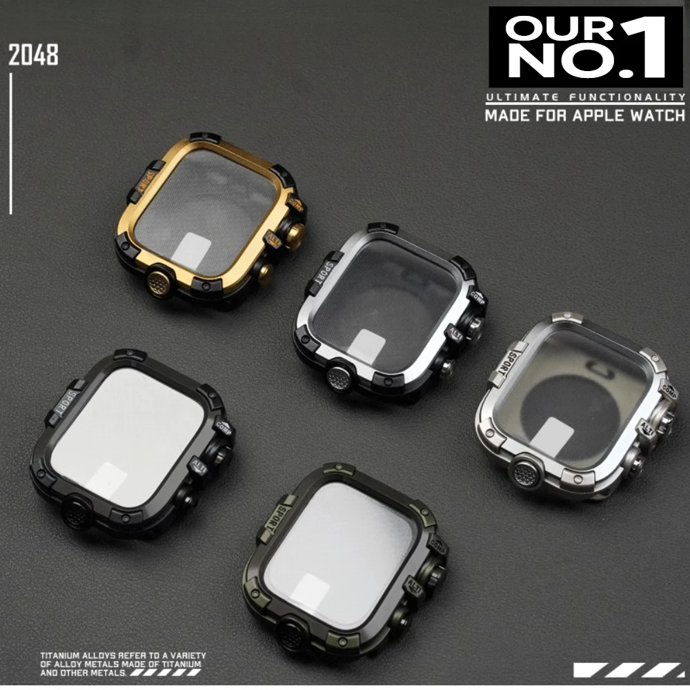 حافظة معدنية مقاومة للماء لساعة أبل الترا 3 49 مللي متر 46 مللي متر 45 مللي متر 44 مللي متر غطاء حماية فيلم لسلسلة iWatch 11 10 9 8 7 6 SE