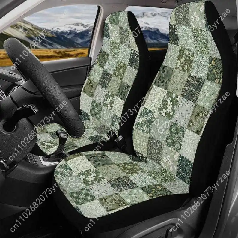 

Sage Green Floral Car Seat Covers Universal Environmentally Friendly Interior Decorations Comfortable Breathable Car Seat Covers