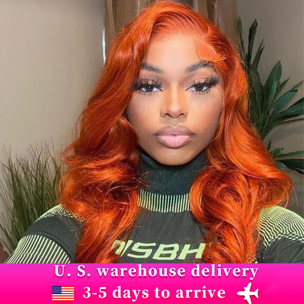 30 Inch Ginger Orange Wigs Human Hair Body Wave 13x4 Ginger HD Lace Frontal Wig  Glueless Ginger Wigs Human Hair Pre Plucked