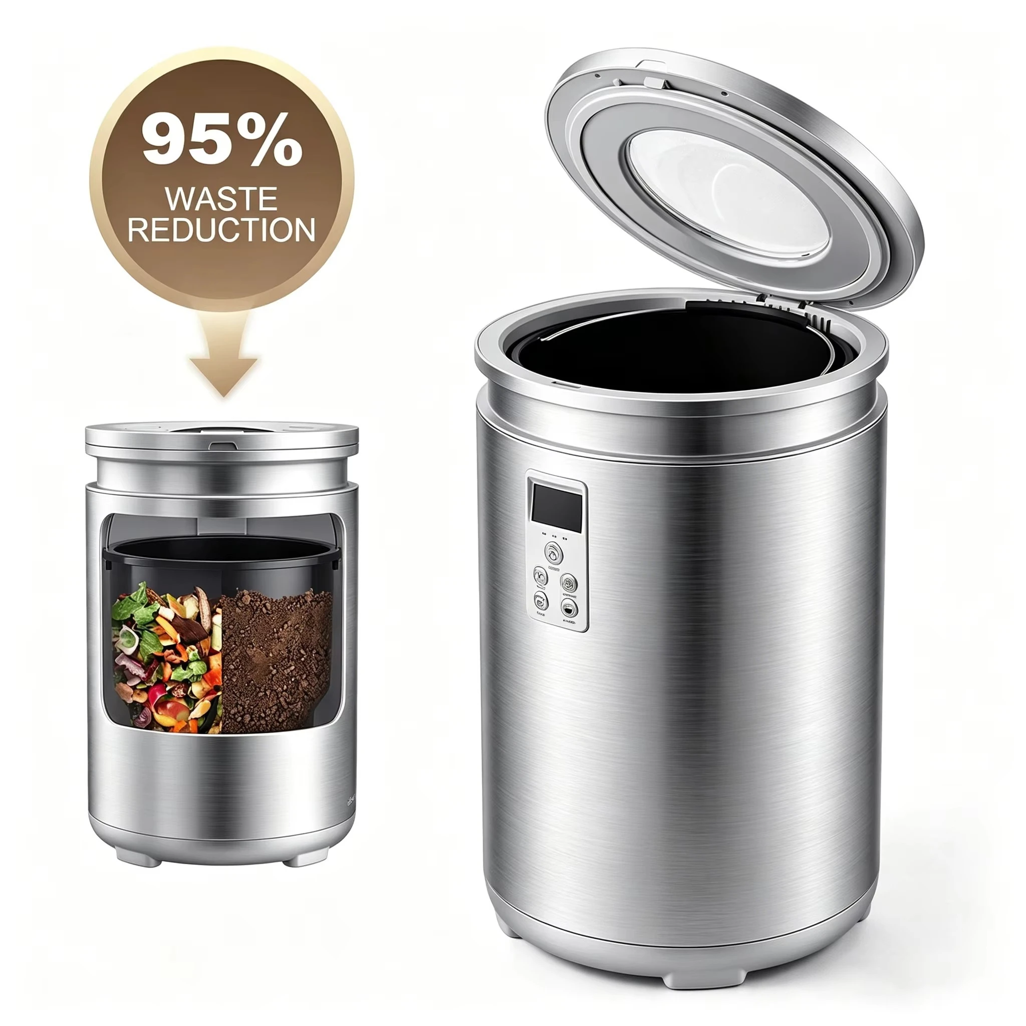 Food Recycler Electric Kitchen Composter 4.5L Batch Feed 750W Auto Food Waste Composting Machine for Home