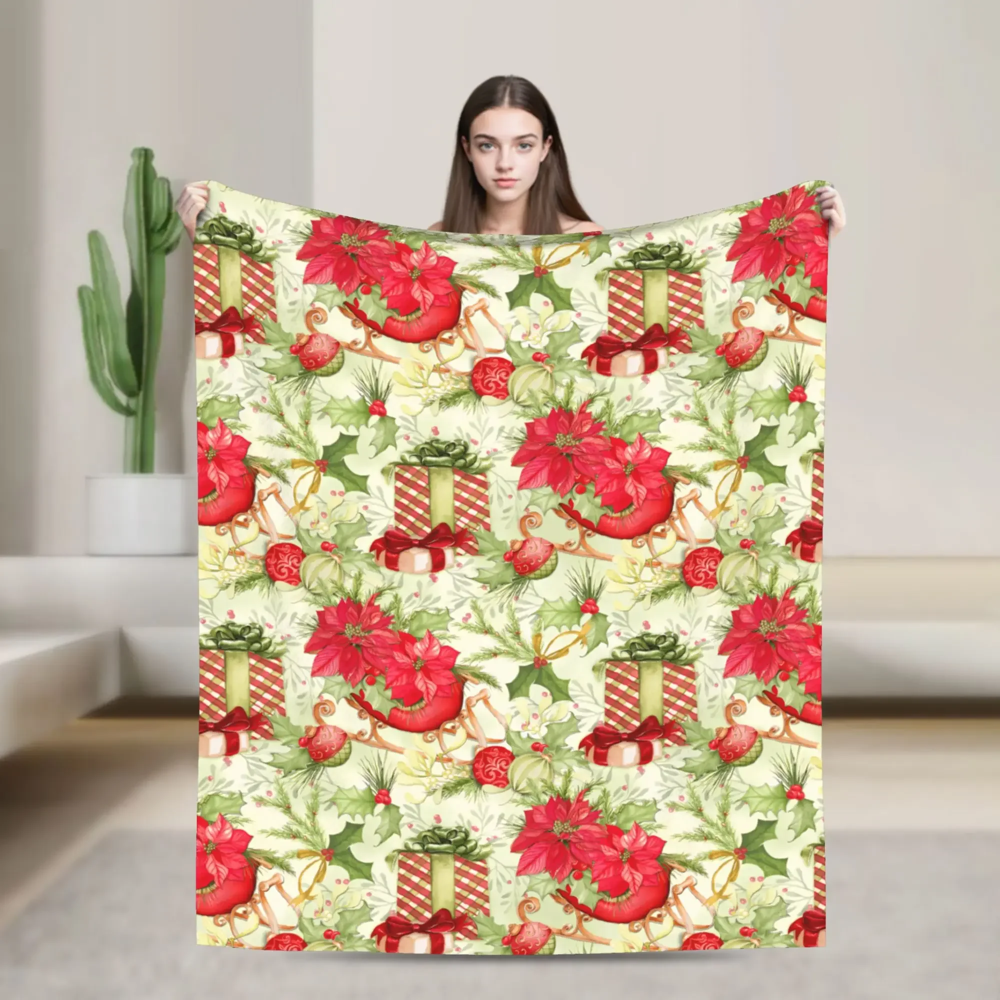 

Warm Soft Plush Throw Blanket for Travel Office Couch Chair Bed Cover Flannel Christmas Gift Home Textile