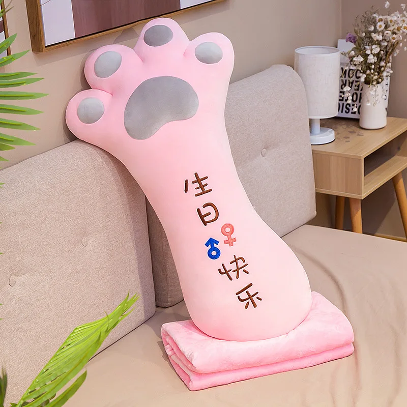 น่ารักสร้างสรรค์ของเล่นตุ๊กตาแมว Paw หมอนยาวเครื่องปรับอากาศผ้าห่ม Boneka Mainan นักเรียน Nap ผ้านวม Xmas ของขวัญ