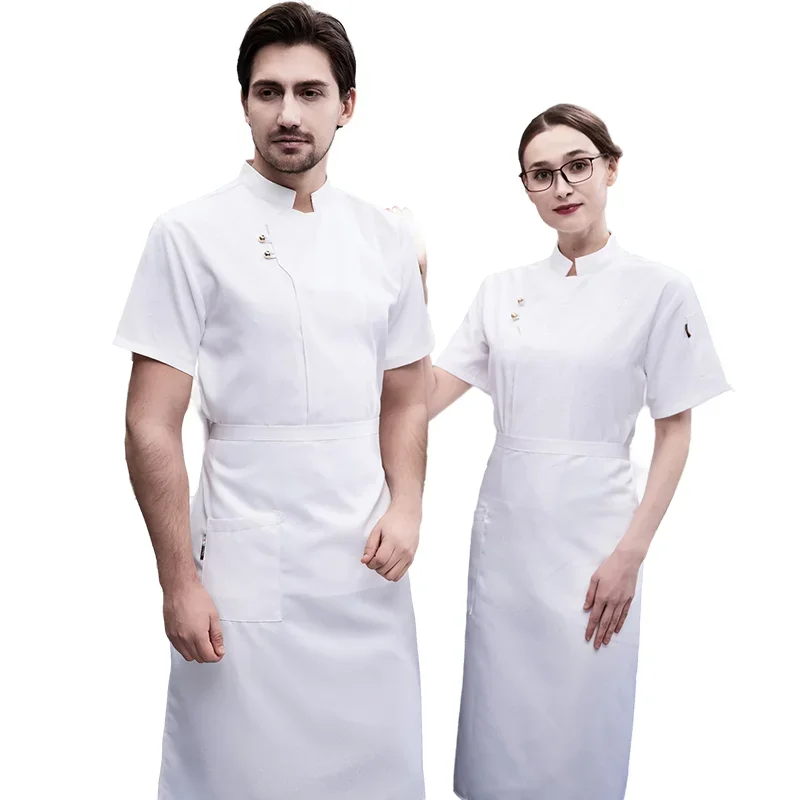 Veste de Chef respirante, Costume d'hôtel à manches courtes pour hommes et femmes, vêtements de cuisine de Restaurant, uniforme de serveur, chemise de Chef