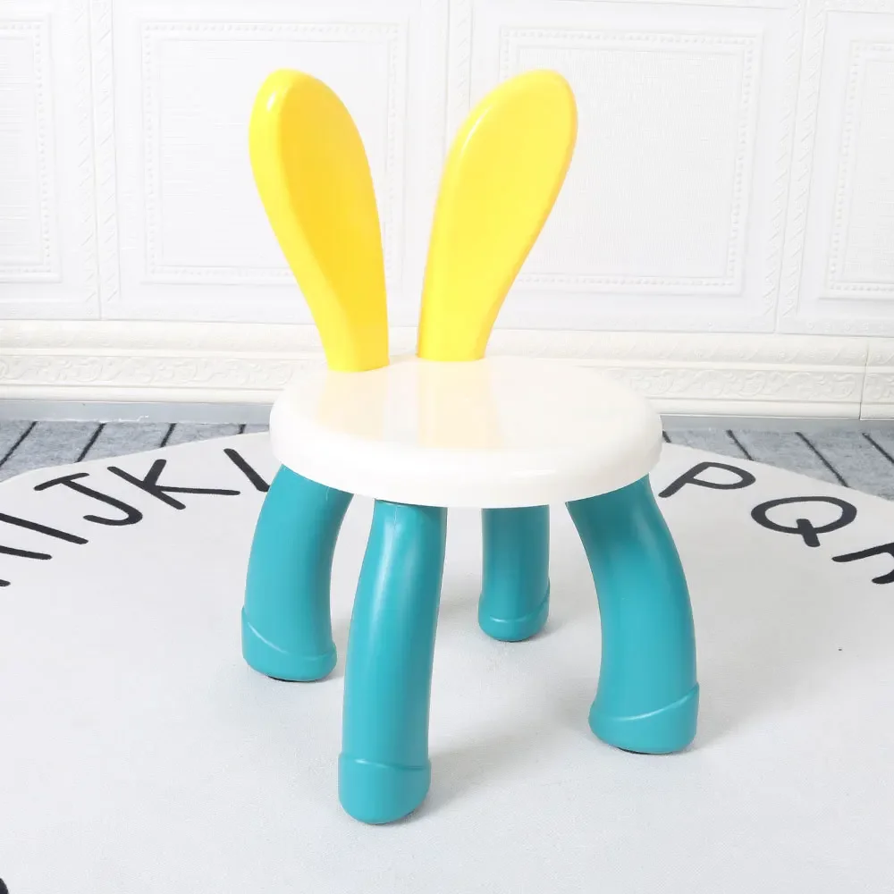 Adorable Rabbit Kindergarten Kids Chair Plastic Thickened Footboard Non-slip Furniture Children Stool for Indoor Toy Sofa Seat