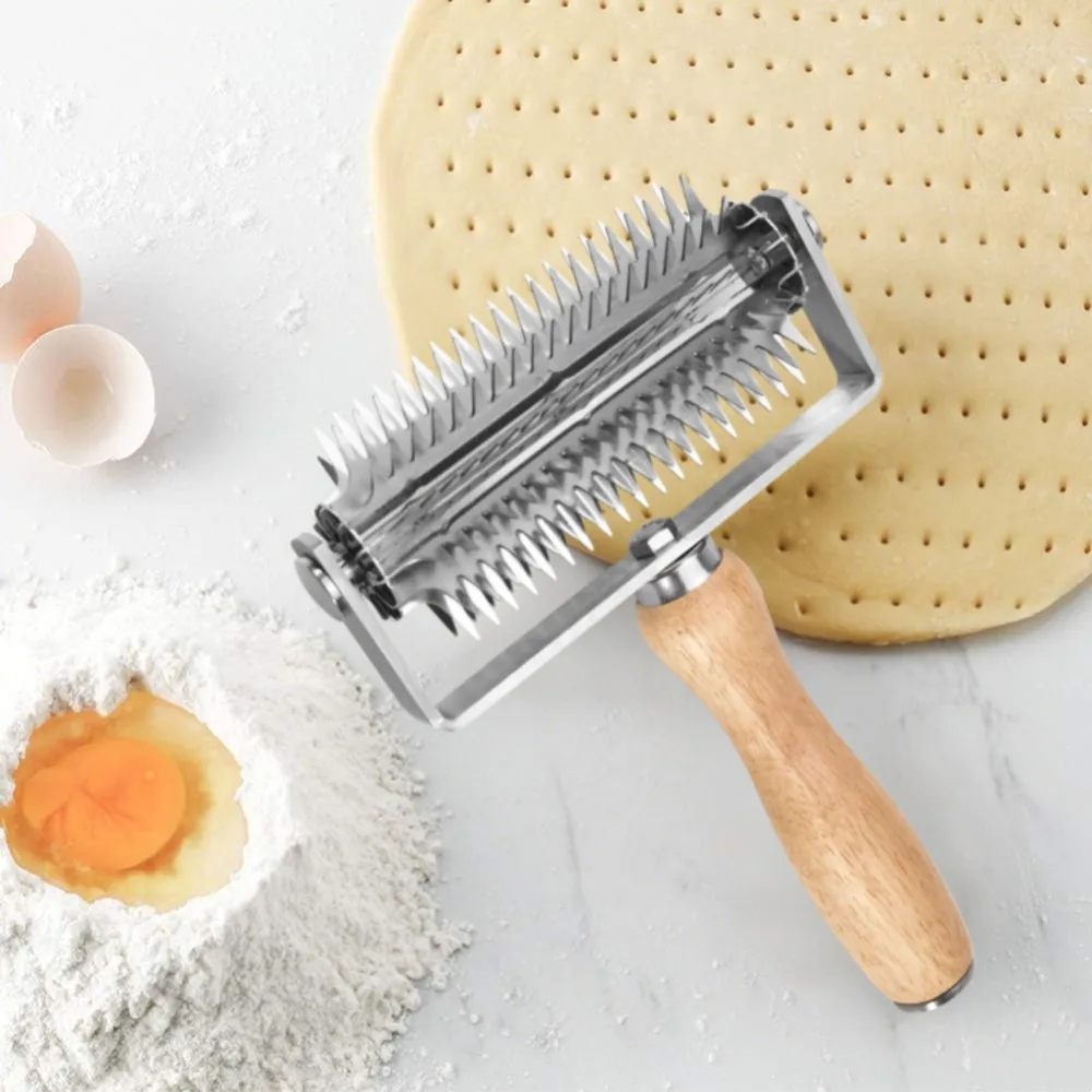 Stainless Steel Pizza Roller Puncher Effort-saving Rust-proof Pizza Profile Puncher Efficient Biscuits Needle Puncher Dough