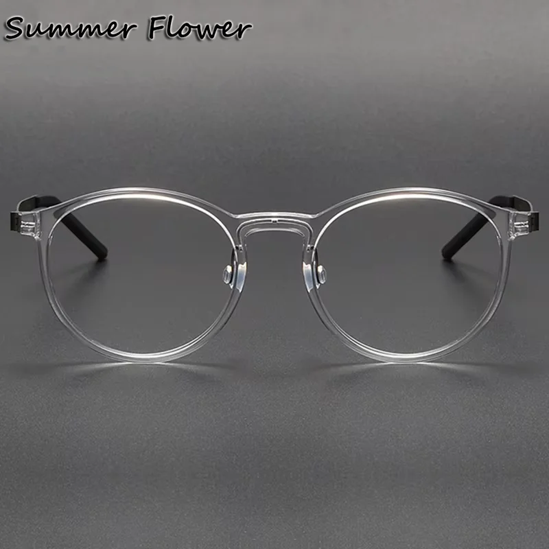 

Retro Prescription Glasses High End Eyewear Acetate Titanium Round Optical Frames Men Spectacles for Recipe Lenses for Women