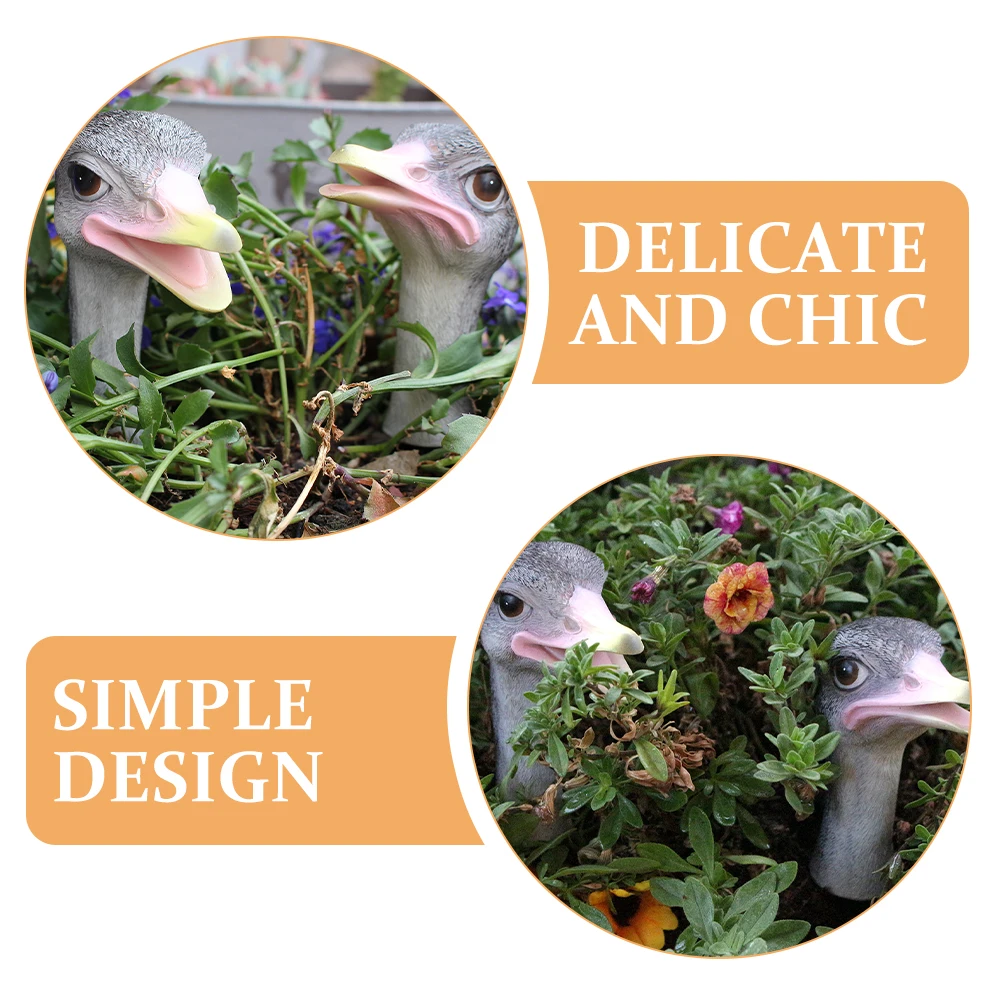 

2Pcs Ostrich Head Decor Resin Realistic Sculpture Home Garden Office Living Room Ornament Delicate Craft Decorative Statue