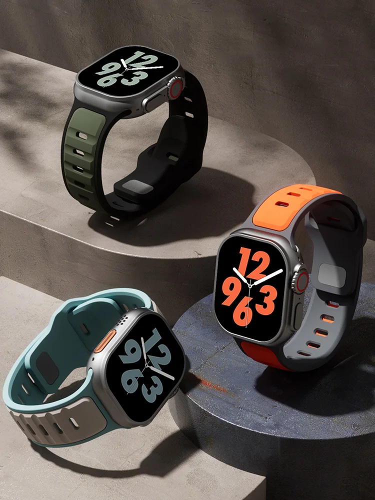 Cinturini in silicone di design per cinturino Apple Watch ultra2 49mm Serie 10 46mm NUOVO braccialetto sportivo per iwatch 9 8 7 6 5 SE 42mm-45mm 44mm