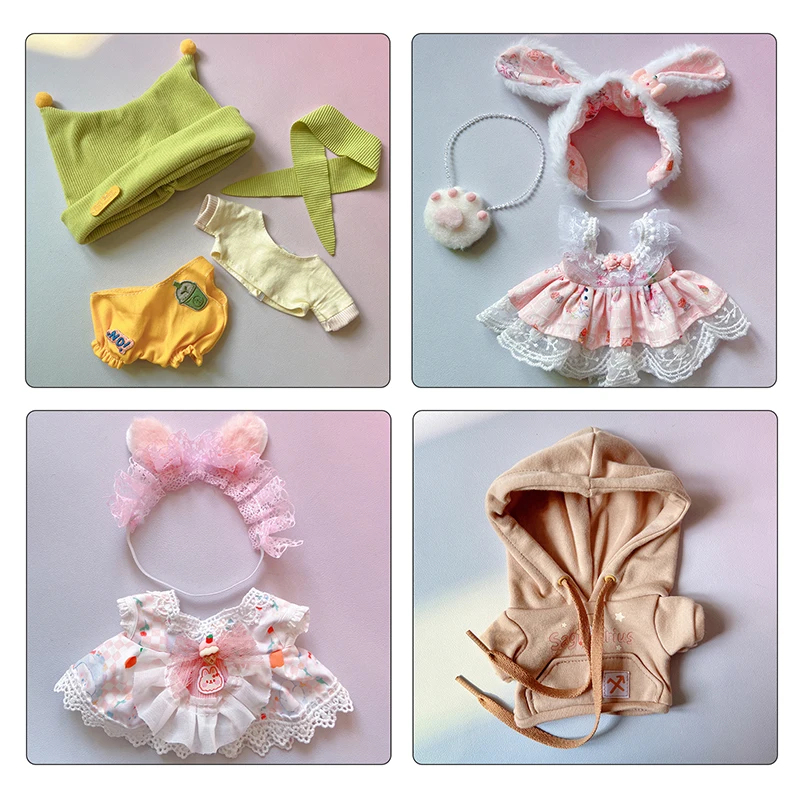 Jouets en peluche en coton pour filles, robe Sweet Lolita, vêtements Kiev illage, jupe de princesse, ensemble imbibé mignon, cadeau pour filles, Aazole, 20cm