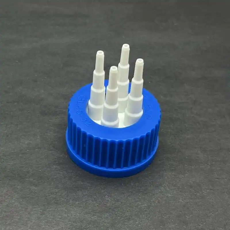 GL45 plastic feeding bottle cap single pass double pass three-way reactor feeding bottle adapter cover feeding head PP reaction