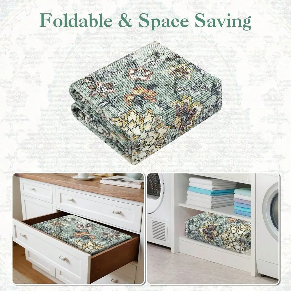 

Printed Carpet Soft NonSlip Carpet Low Pile Foldable Indoor Rug Distressed Floral Carpet For Bedroom Corridor Office Living Roo