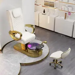 Chaise de pédicure à base d'or pour salon de beauté, équipement professionnel de luxe, chaise de spa pour les pieds, salon de manucure, prix d'usine, blanc, espoir