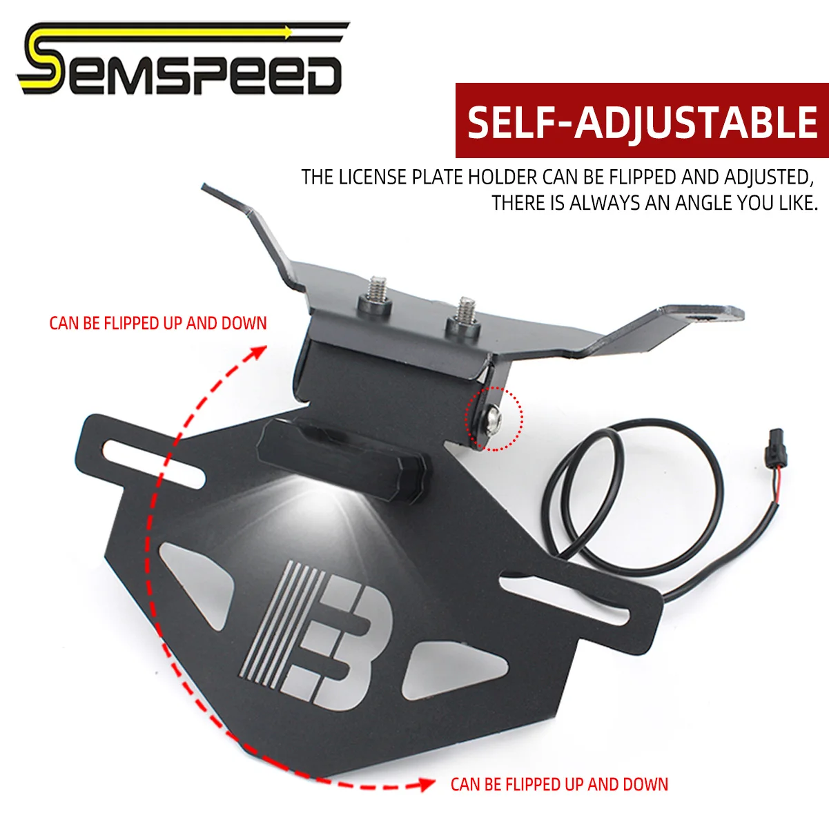 Semspeed For CFMOTO 800NK 2023 Adjustable Fender Eliminator License Plate Holder Rear License Bracket with Turn Signal Lights