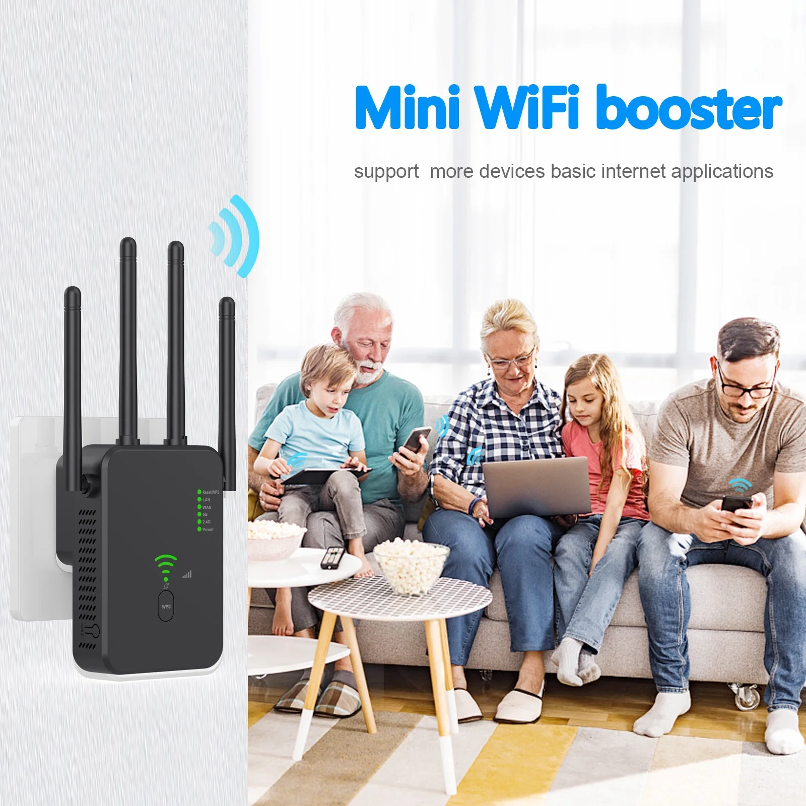 DBIT 와이파이 리피터, 1200Mbps 듀얼 밴드 2.4G 및 5GHz 와이파이 익스텐더, 장거리 무선 와이파이 부스터, AC1200 어댑터, 신호 증폭기 썸네일 2