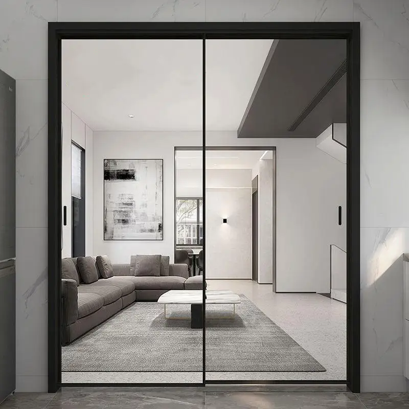 6063 T5 Aluminum Alloy Frame Double Layer Glass Door Rainproof Manual Sliding Doors Long Lasting and Durable Balcony Doors
