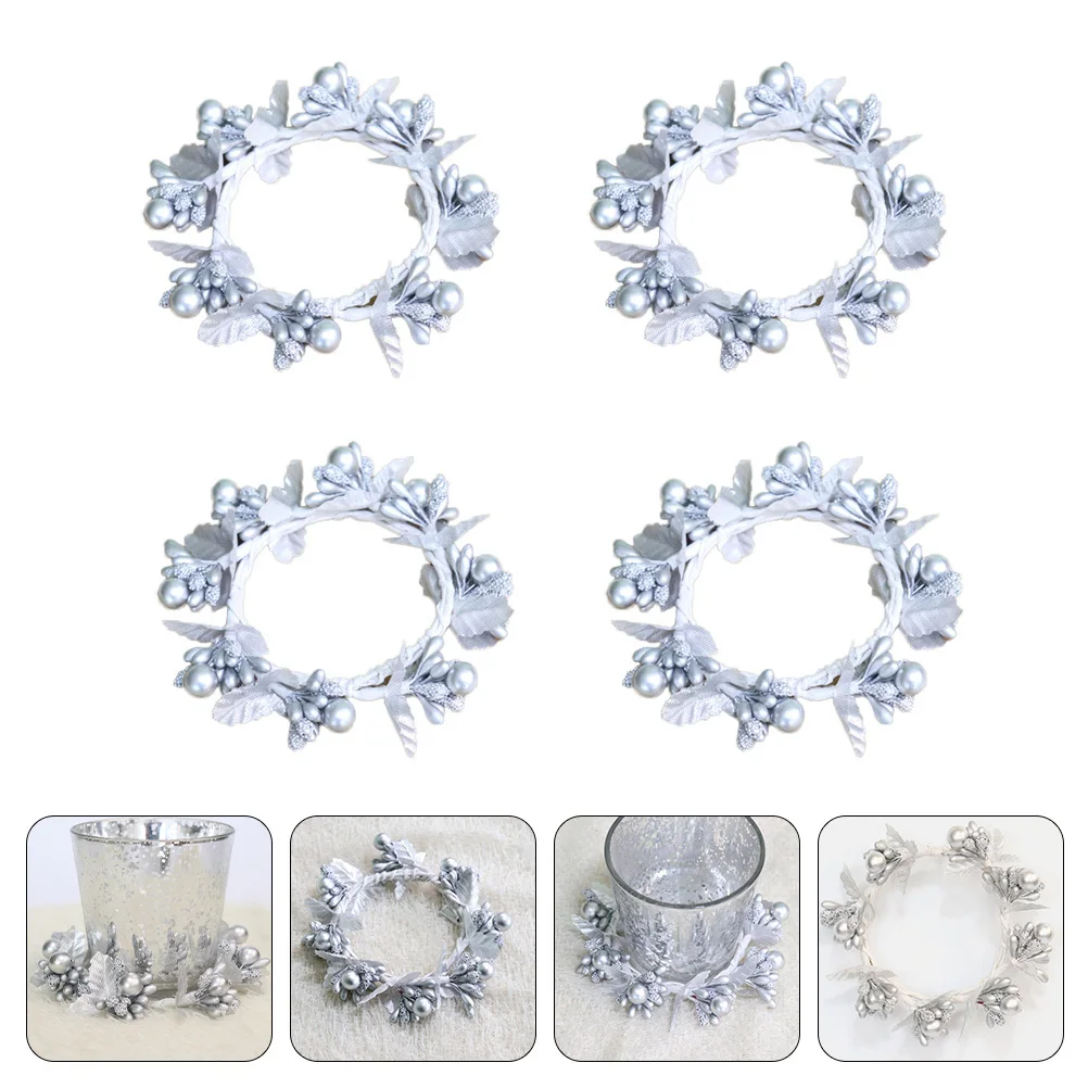 

4Pcs Berry Napkin Rings Christmas Table Setting Decoration Bright Elegant Party Supplies Napkin Holder Berries Wreath
