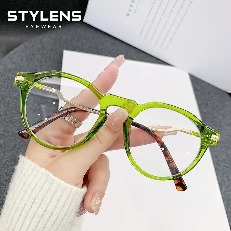 STYLENS Daily Classic Circular Reading Glasses for Women's Anti Blue Light Multifunctional Optical Prescription Myopia Glasses