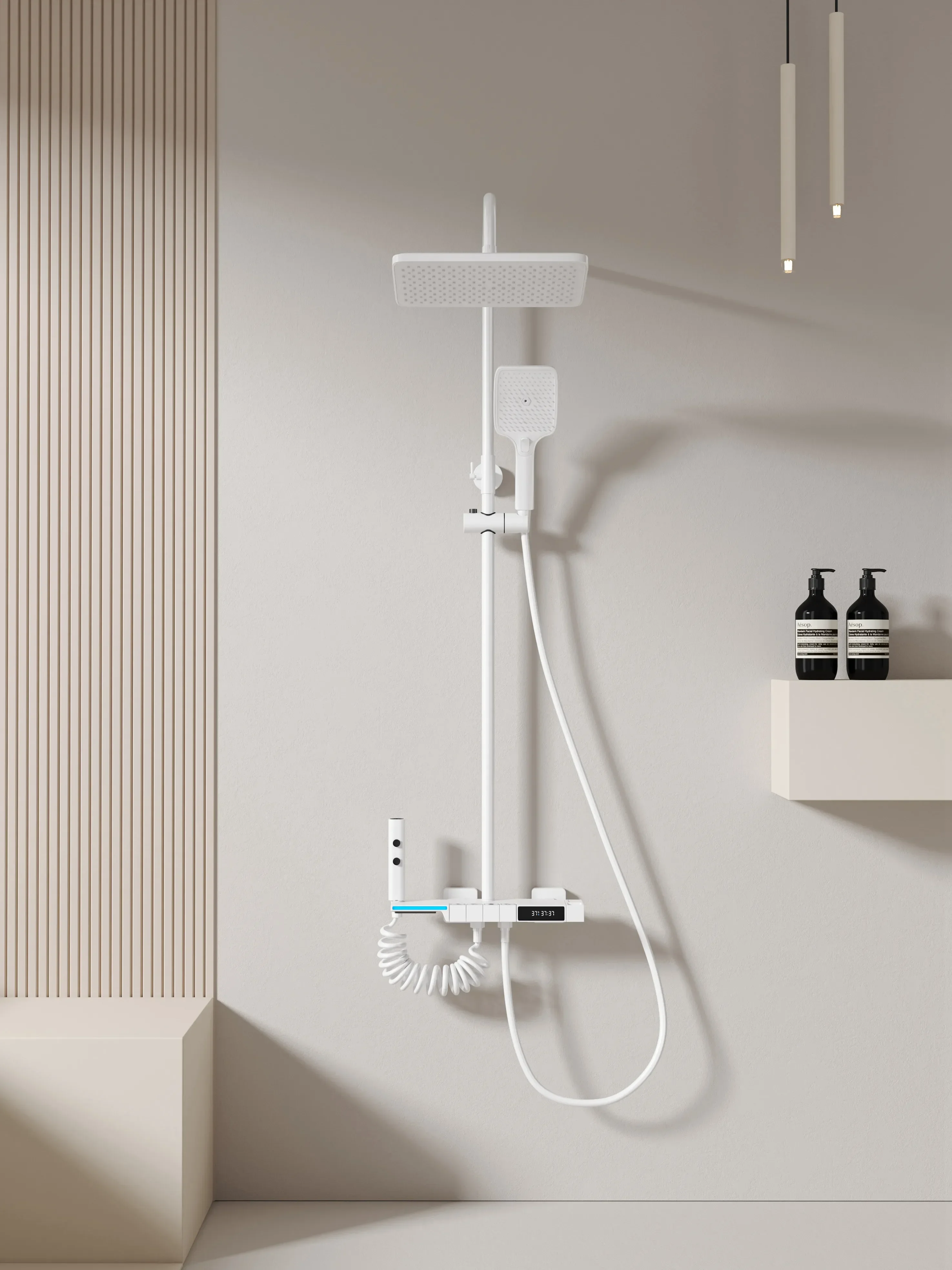 

Душевой набор для дома, полностью медный, молочный, белый, черный, серый, цифровой