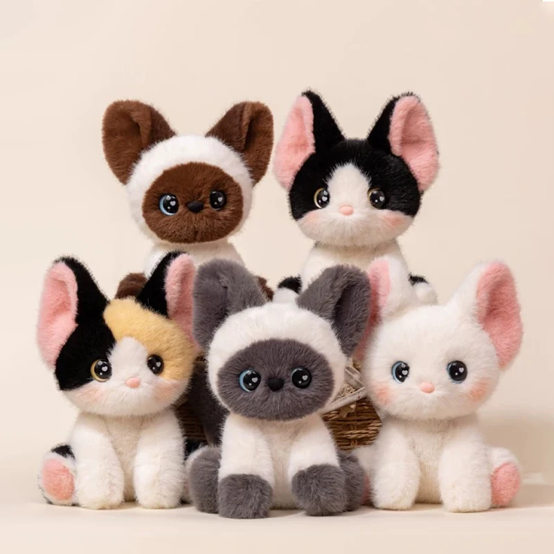 

Kawaii Calico Cat, плюшевая игрушка, реалистичное животное, Дьявон, кошка, мягкая кукла, украшение для офиса, класса, стола, детские игрушки, подарок, любители кошек