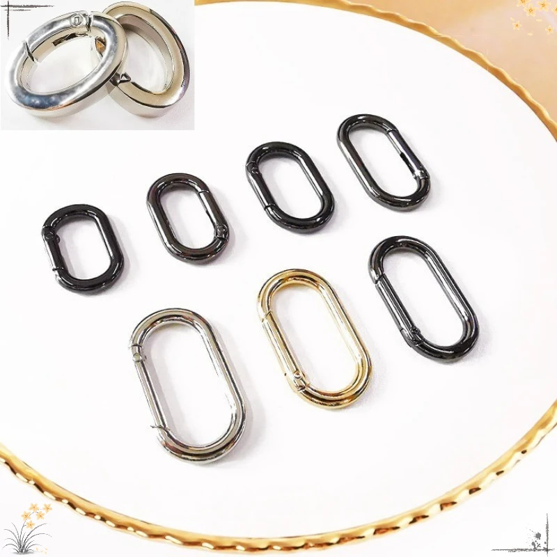 Oval Spring O Ring Openable Leather Bag Handbag Strap Buckle Connect Keyring Pendant Key Dog Chain Snap Clasp Clip Carabiner
