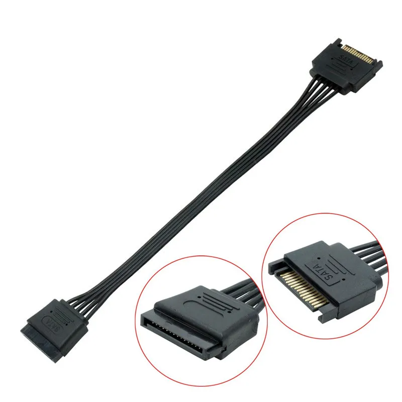 15 Pin SATA Power Extension Cable, Sata Male to Female Cable, Sata Power Cable Extension 5-wire 0.2M, 0.3M, 0.6M,1M