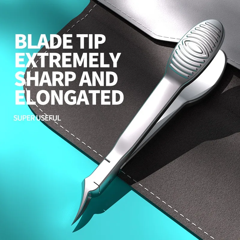 Stainless Steel Cuticle Pusher Sharp Elongated Blade Anti Slip Handle Dead Skin Remover Manicure Pedicure Nail Care Tool