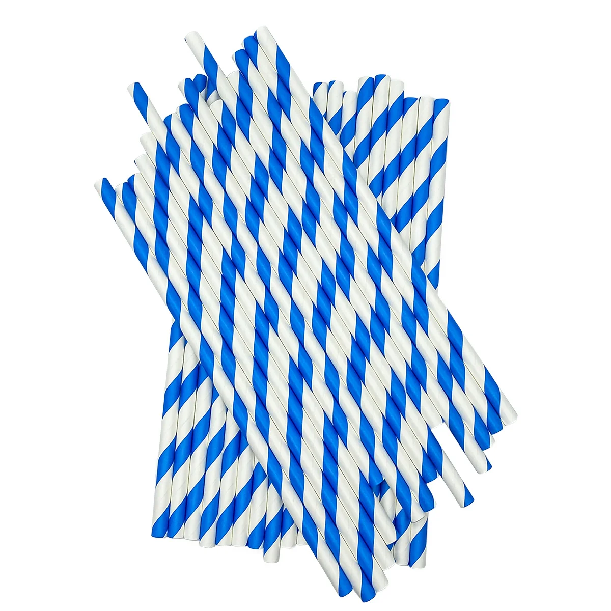 50pcs paper cotton candy stick blue&white striped 11.8