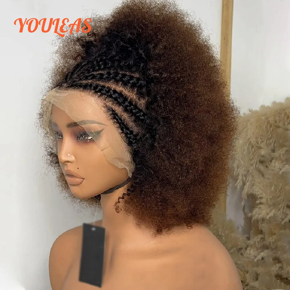 Wig Afro Keriting Pendek Model Bob Ombre 1B4 Warna 13x6 Lace Front Transparan Wig Rambut Asli Untuk Wanita Tanpa Lem 100% Rambut Asli