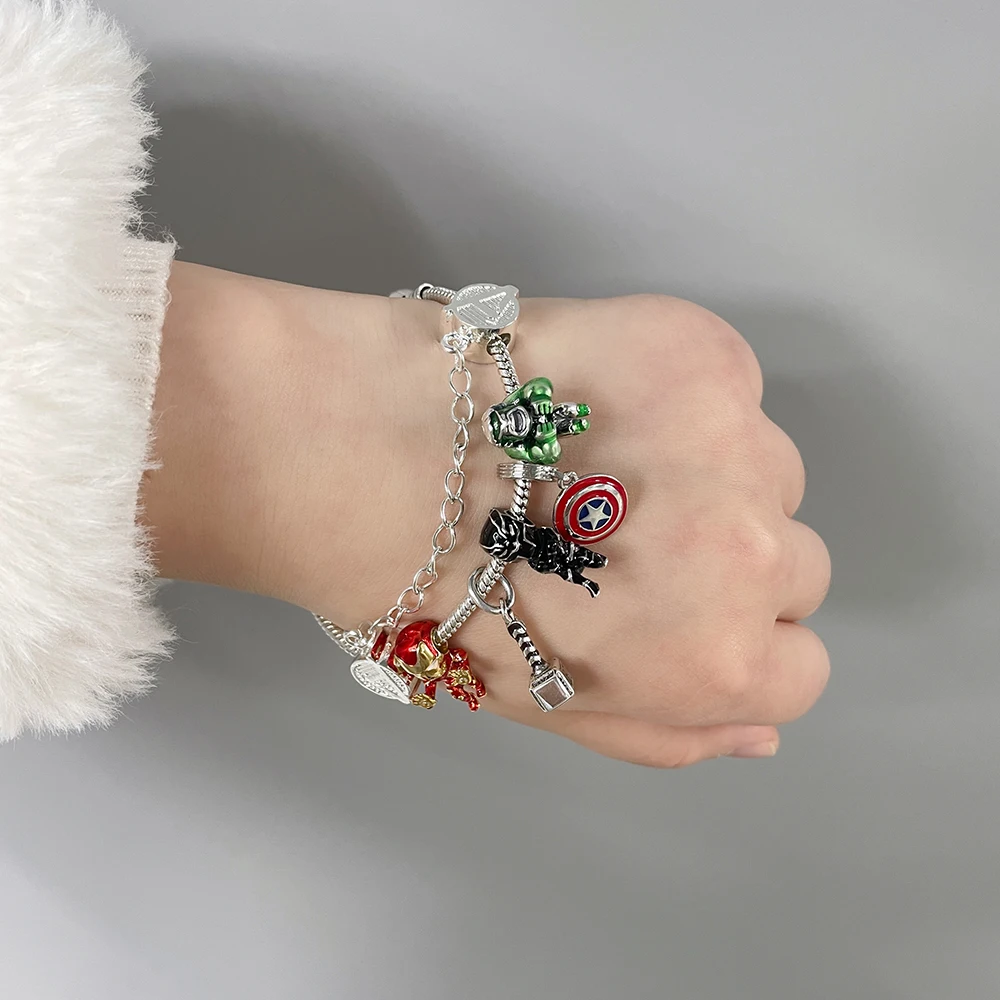 Superhero Marvel bracciale Infinty Stones Avengers Jewelry braccialetto estetico con ciondoli in metallo perline di cristallo fai da te marca