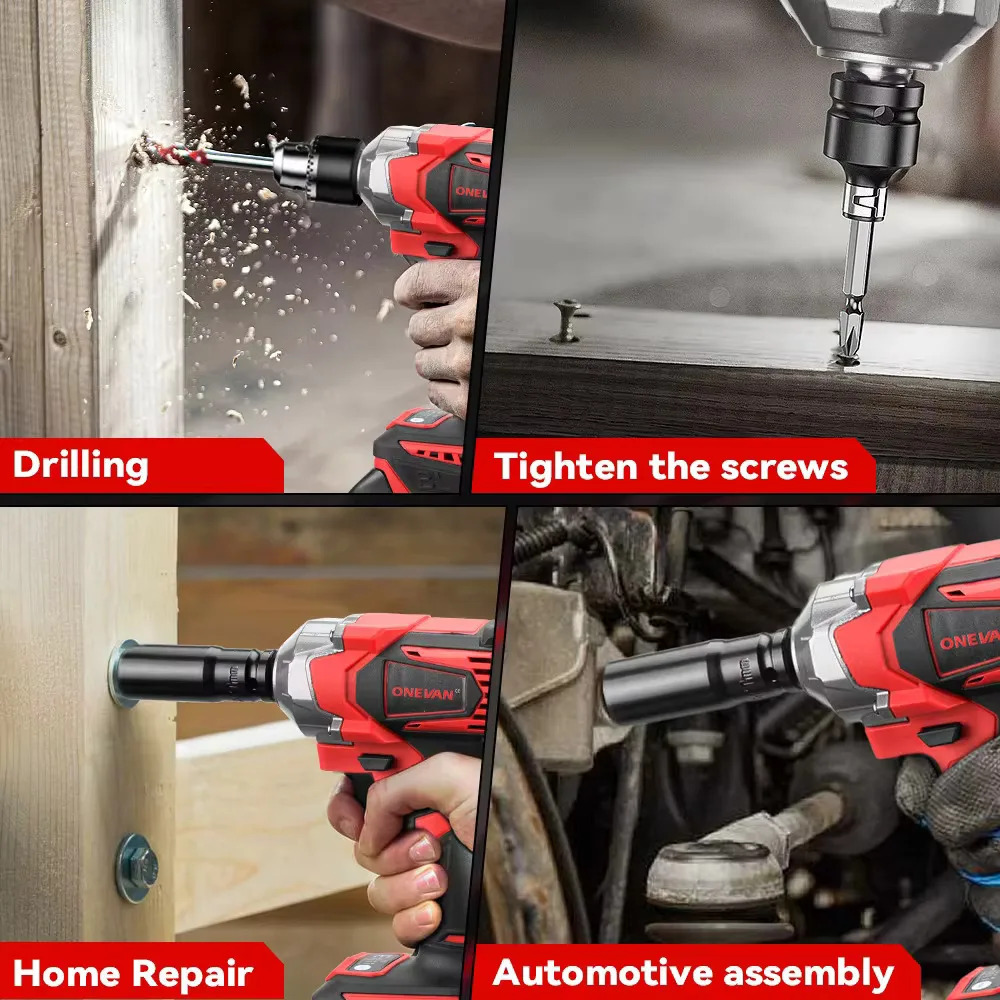 ONEVAN 1200N.M عزم الدوران فرش مفتاح ربط كهربائي 1/2 بوصة مفتاح ربط لاسلكي مفك أداة السلطة ل ماكيتا 18 فولت بطارية دبوس