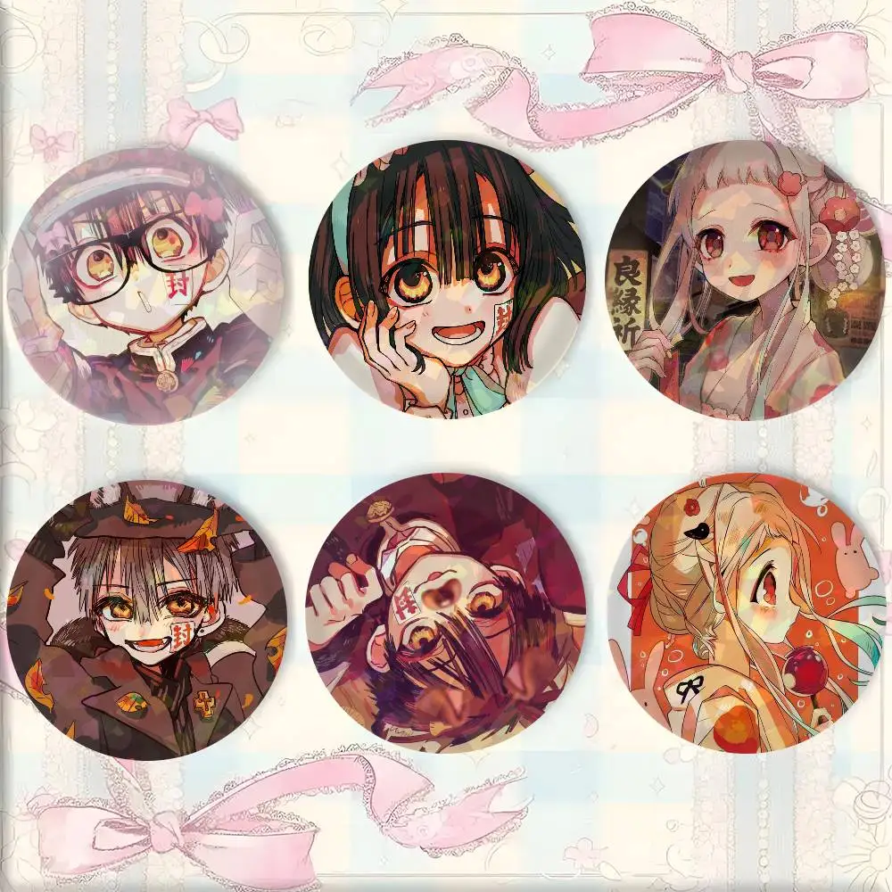 Hanako Kun Kimono Snap-in Pins Cartoon Character Round Creative Brooches For Backpack Accessories Jewelry Gifts
