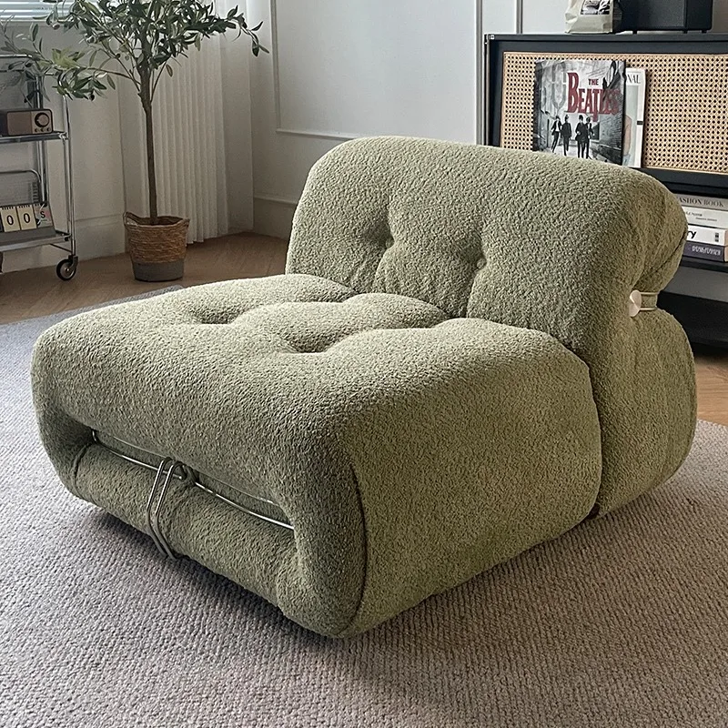 Big steel tooth sofa cream wind green small apartment single living room special-shaped hippo three-person fabric sofa