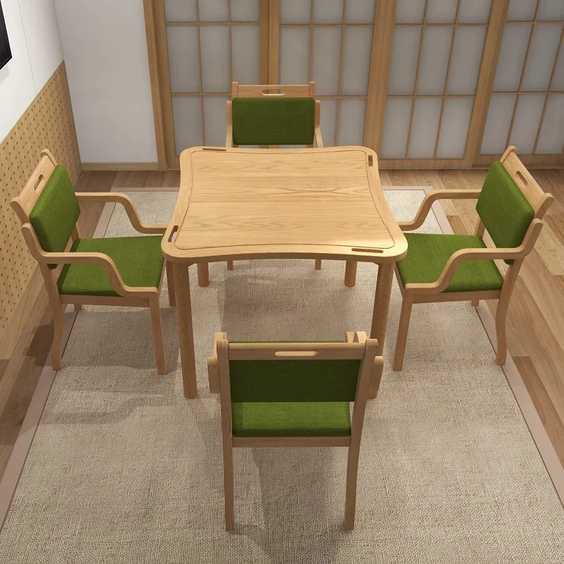 

senior-friendly solid wood furniture nursing home dining table and chairs nursing home dining chair elderly leisure table