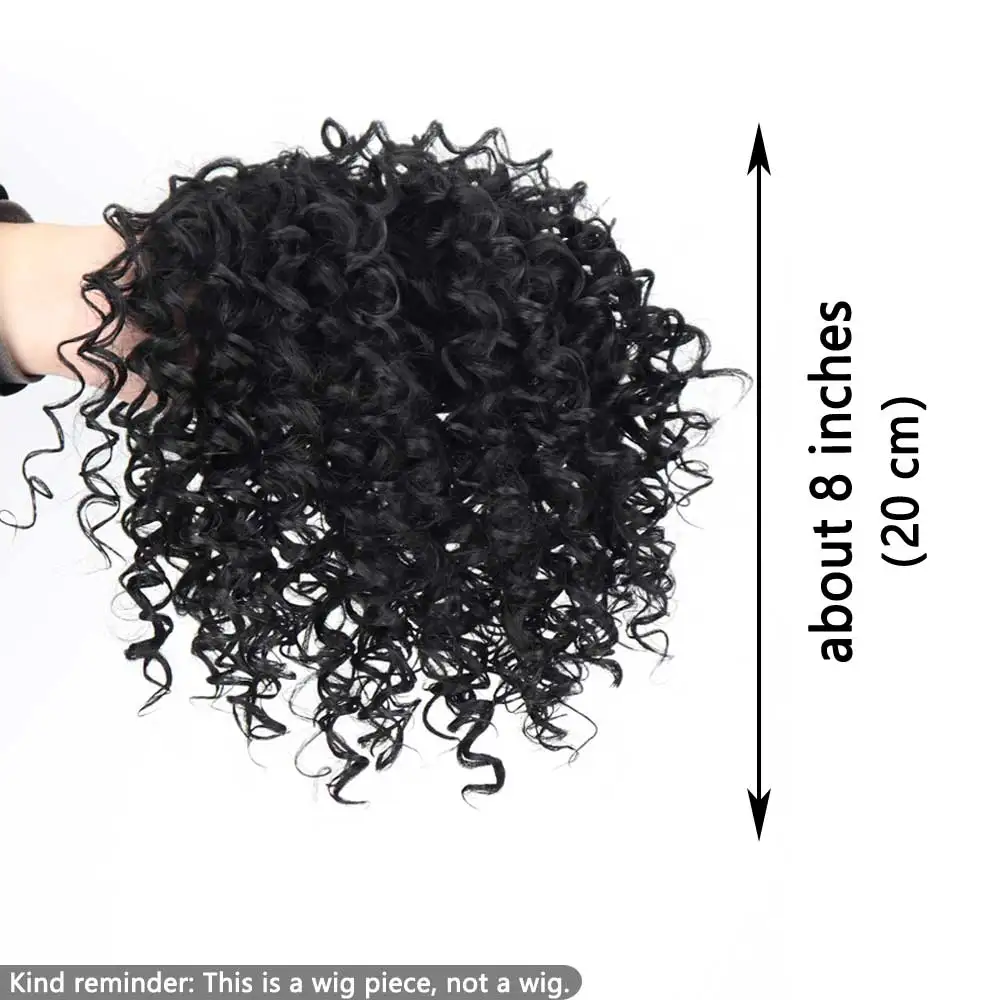 Curly Lace Wigs hair toppers for Black Women 7Inch Soft  Black Kinky Curly Afro Wig Middle Part Wig  Full and Soft Synthetic Wig