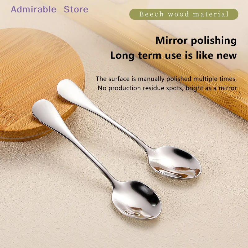 w3/5Pcs Stainless Steel Mini Coffee Scoops Spoon Coffee Tea Ice Cream Spoons Dessert Spoon Couple Kitchen Tools