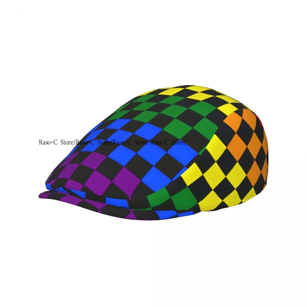 British Gatsby Newsboy Cap For Adults Checked Board Rainbow Chessboard Flat Peaked Cap Autumn Winter Beret Hat