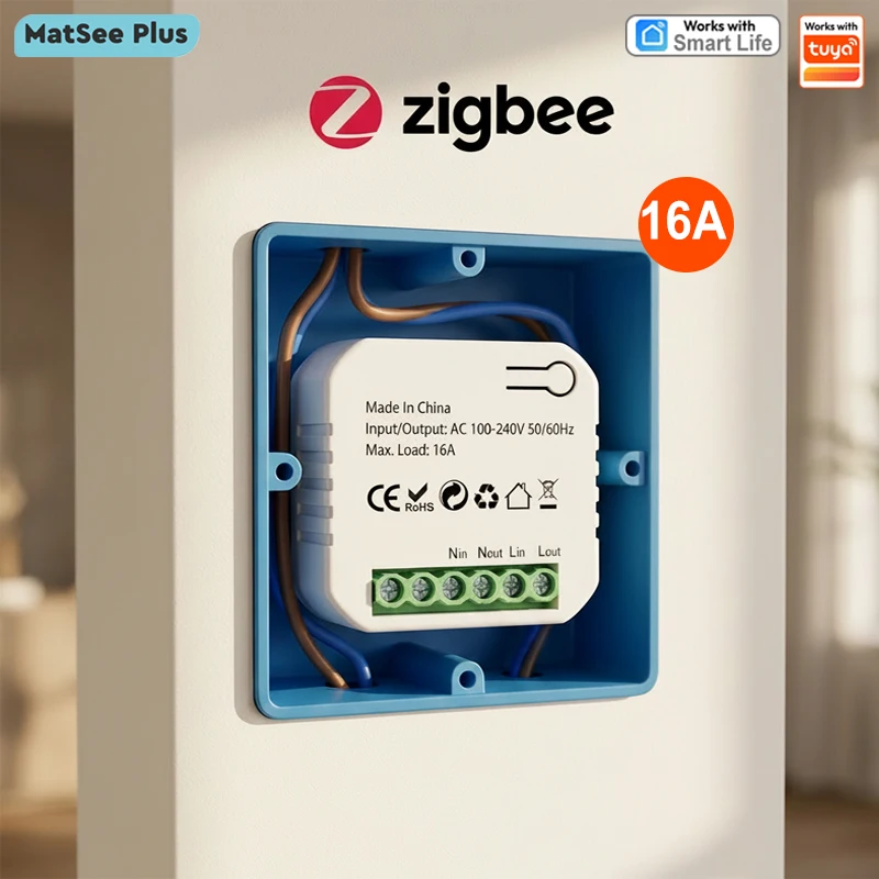 Smart Life ZigBee Socket Switch Relay Module KWh Meter Power Monitor Timer 16A Overload Protect Support Google Home Alexa