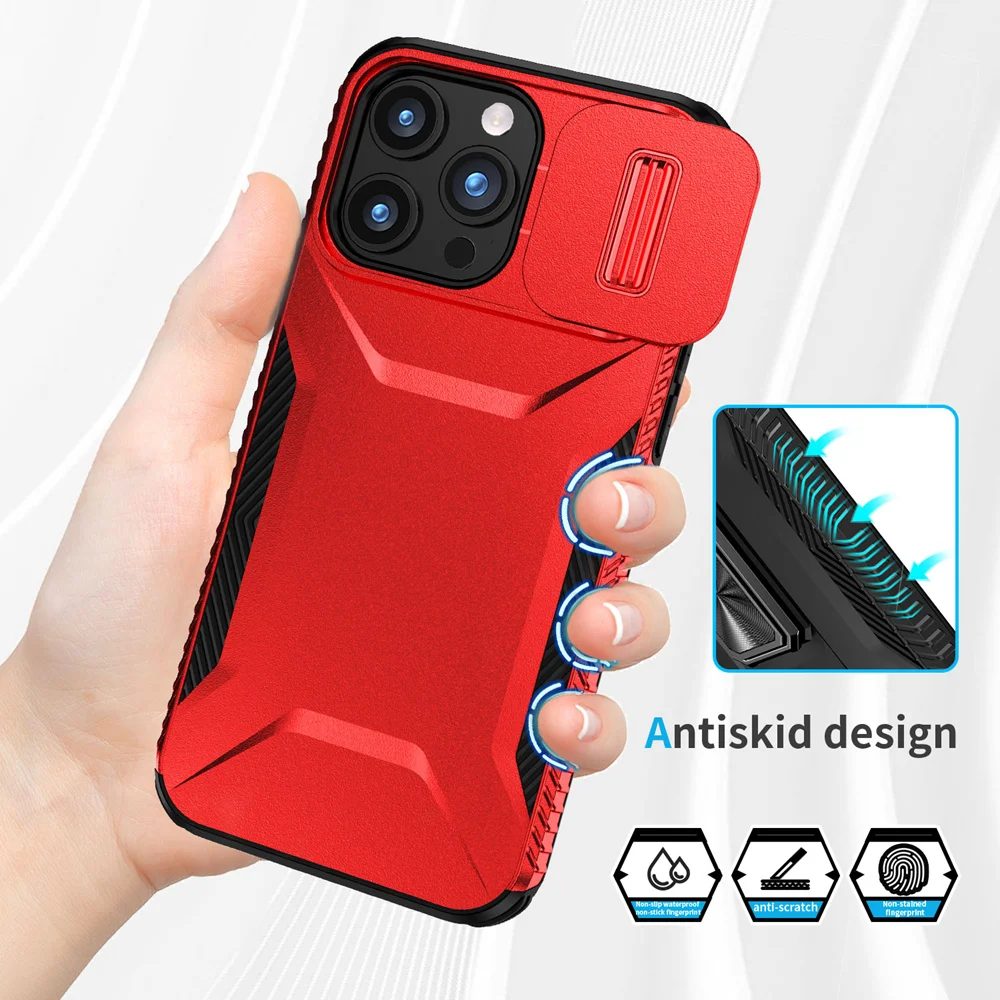 KEYSION Shockproof Armor Case for iPhone 15 Pro Max 15 Plus Slide Camera Lens Protection Phone Cover for iPhone 12 13 14 Pro Max