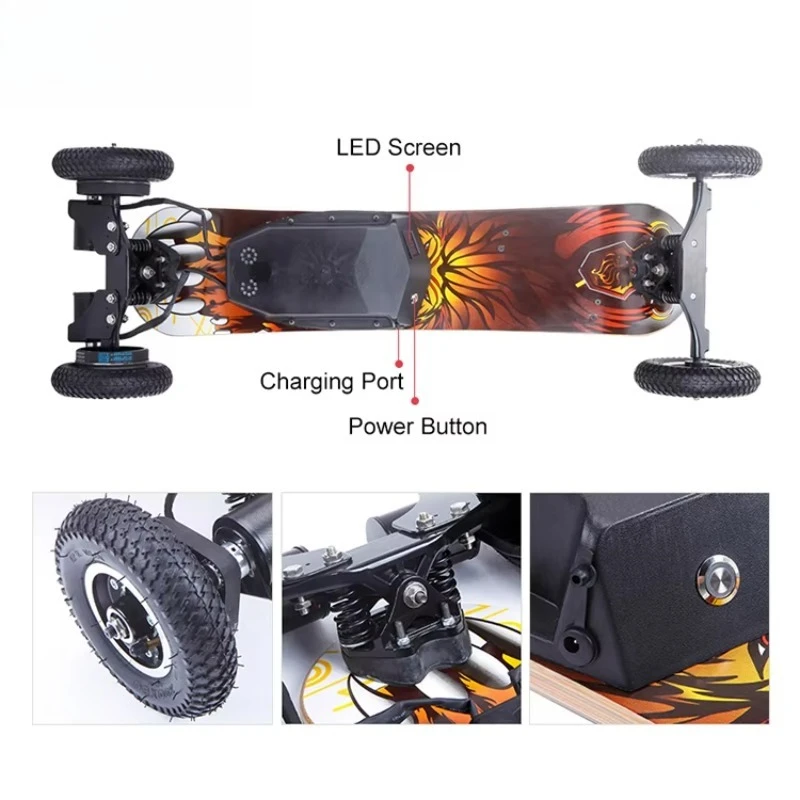 Skateboard Listrik Roda Besar Bertenaga Motor Ganda Direct Drive Termurah