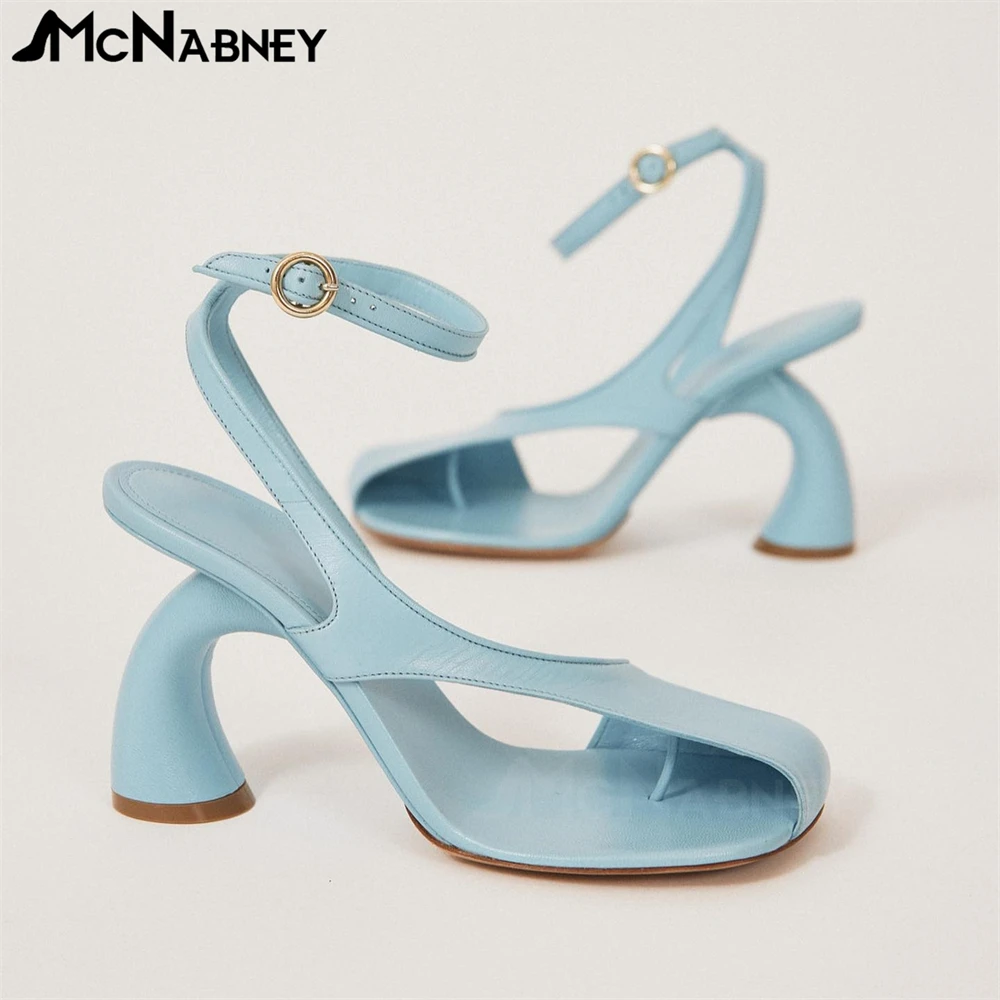 Tabi Toe Strang Heel Sandals Plain Colour Ankle Strap Leather Summer Heels Fashionable Designer Style Custom Women\'s High Heels