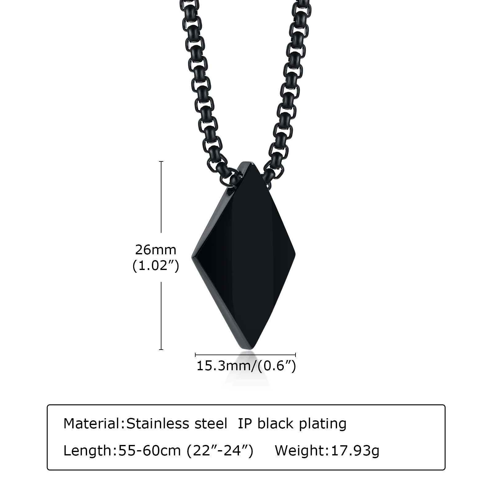 Rhombus Mann Halskette Edelstahl Schmuck Anhänger mit verstellbarer Box Kette Kragen Vater Freund Valentinstag Geschenk – Detail 9