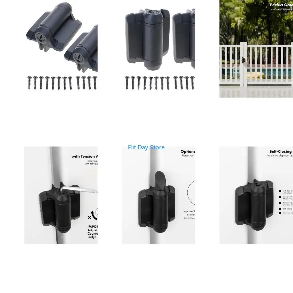

F92C 2Pcs Auto Closing Door Hinges Hardware Adjustable Tension Narrow Spring Hinges for Auto Closing Metal, Gates