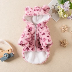 Pet Dog Clothes Winter Warm Fleece Dog Hoodie Coat Leopard Puppy Jacket for Small Dogs Outfits Poodle French Bulldog Clothing