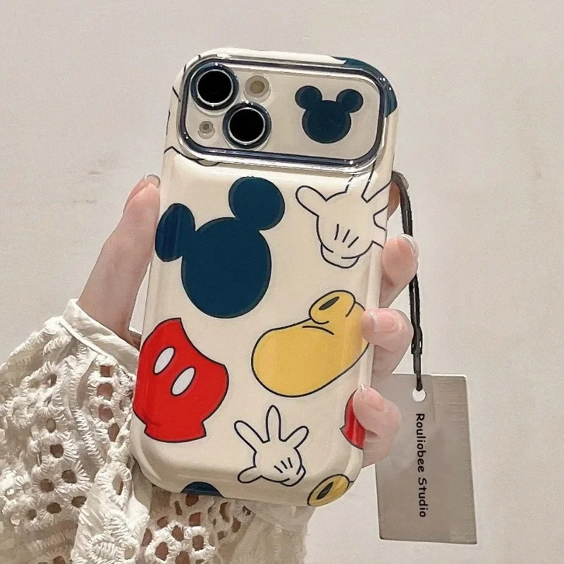 Disney Mickey Mouse Case for IPhone 14 13 12 11 Pro Max Plus Cartoon Phone Shell Shockproof Soft Cover Full Cute Protective Case