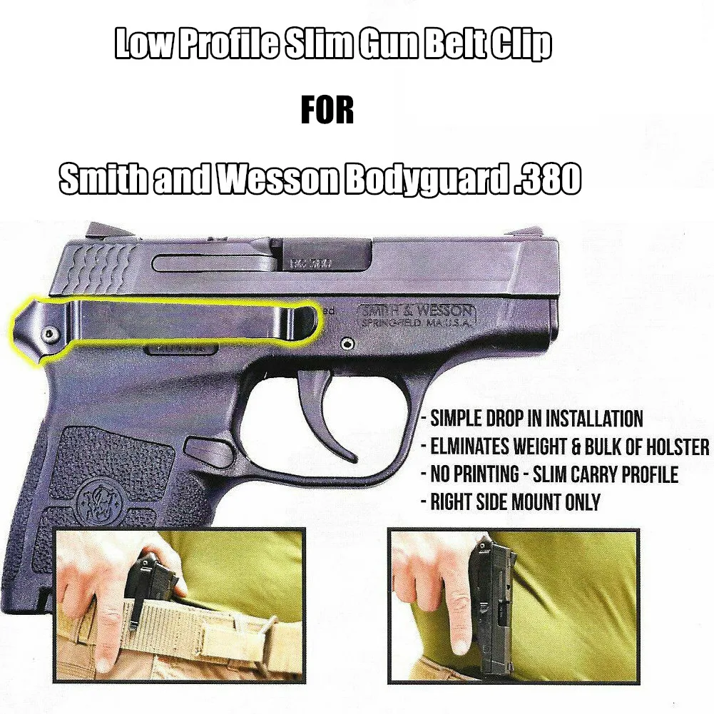 IWB Low Profile Slim Gun Belt Clip for Smith and Wesson Bodyguard .380 Minimalist Inside Waistband Concealed Carry Holster