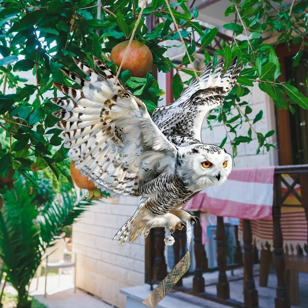 Waterproof Bird Scarer Simulation Owl Pest Control Bird Scare Pendant With Reflective With Bell Hanging Bird Repellent Courtyard