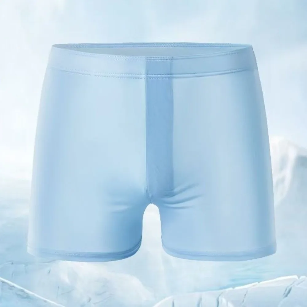 

Ins Fashion Solid Color Men's Boxer Briefs Mid Waist Large Size Men Ice Silk Panties Seamless Elastic Shorts Underpants Male