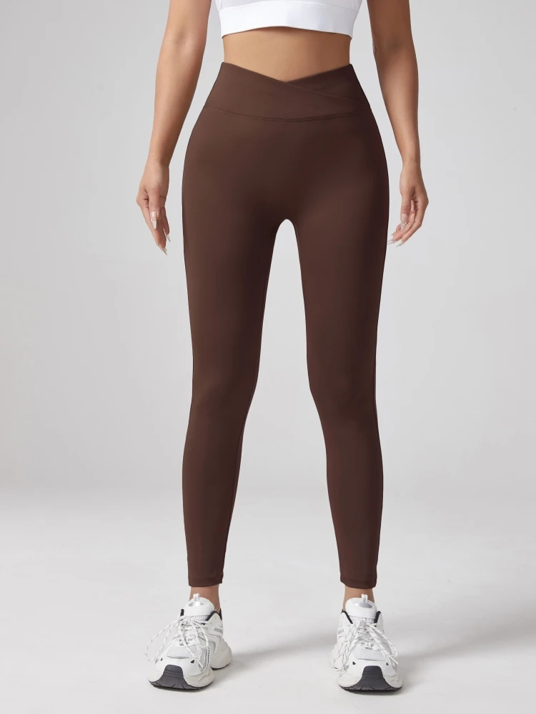 Gym Fitness Workout Nude Soft V Shape Waist Yoga Pants Spandex Push up Booty Scrunch Butt Lift Leggings for Women