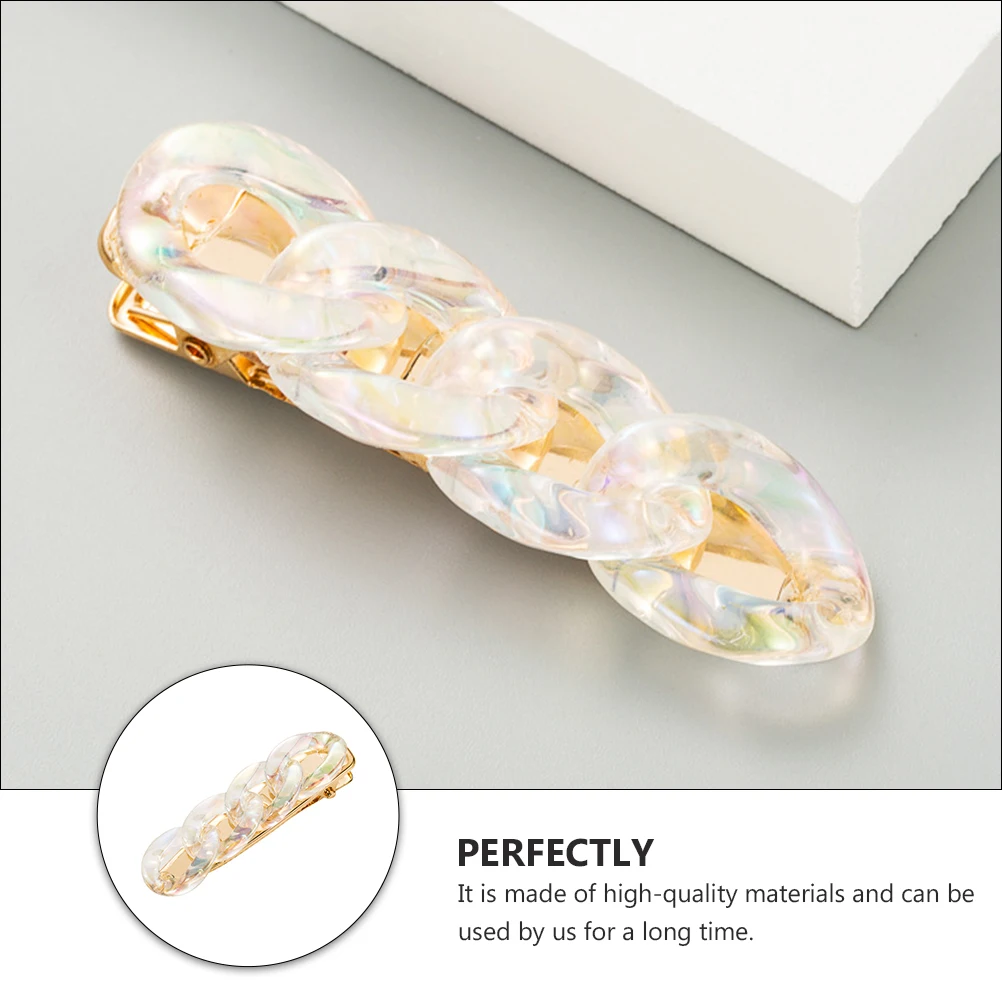 

2pcs Duckbill Clip Women Hairpin Alloy Acrylic Chain Hair Clips Creative Design Long-Lasting Gift for Girls Party Wear Hair