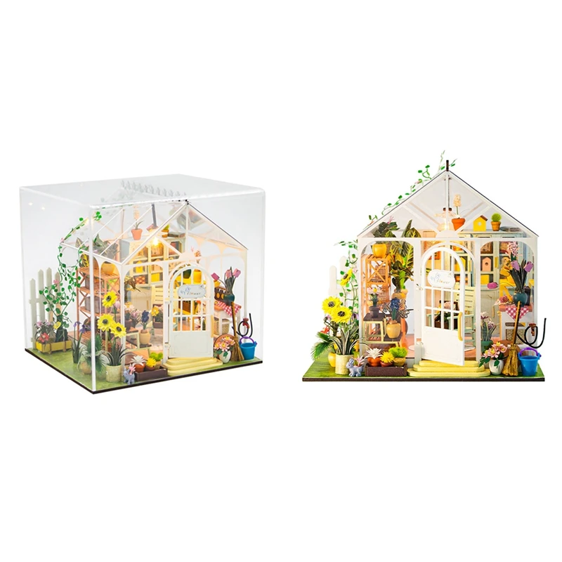 Hot DIY Garden House Book Nook Shelf Insert Miniature Building Kits Wooden Doll House Flower Garden Room Bookshelf